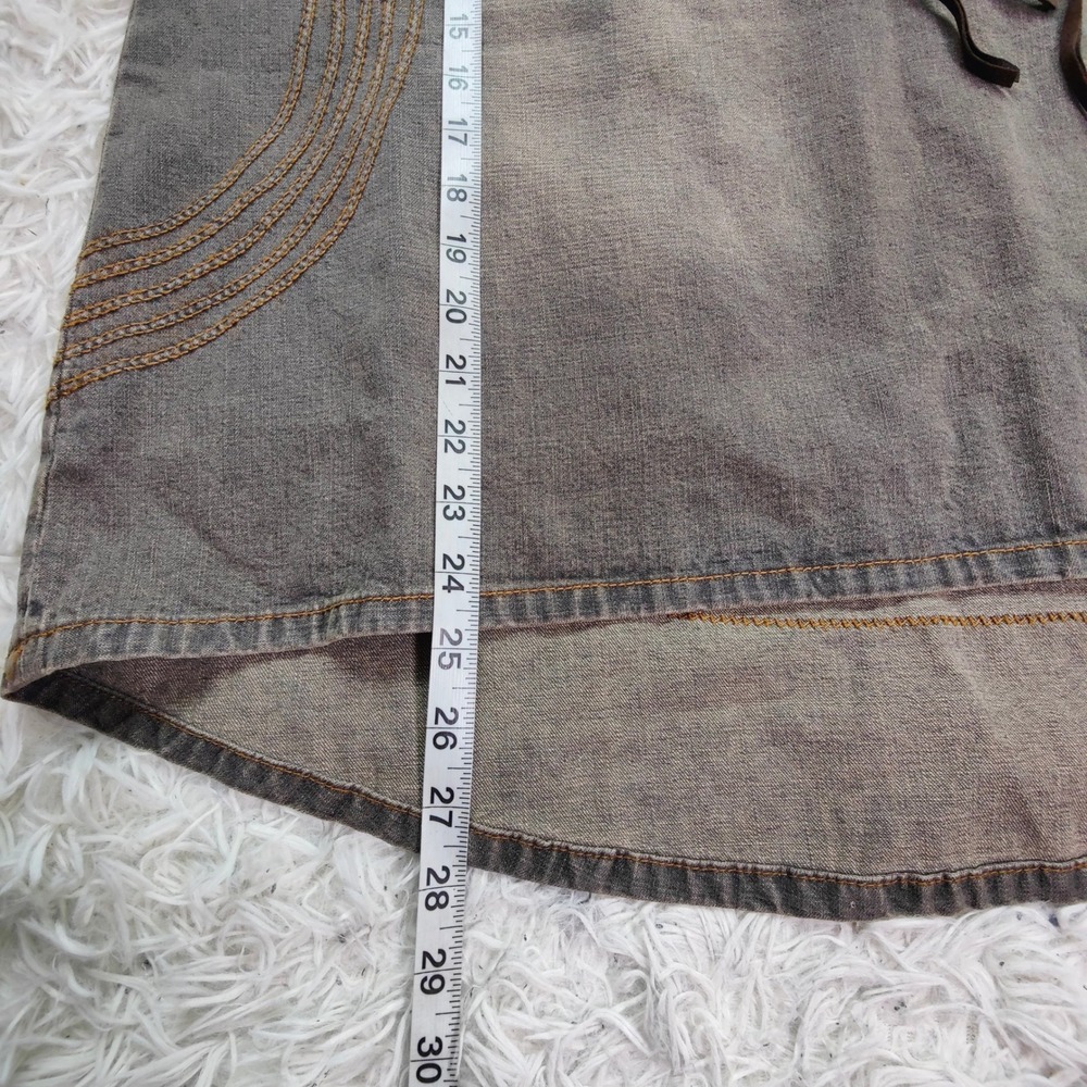 Gloria Vintage Y2K Deadstock Denim Mini Skirt Western Turquoise Belt Festival XL - Picture 7 of 7